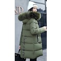 Miniatyrbilde 2 av 2: Dame Pufferjakke Vinter Langjakke Regular Fit Varm Basic Casual Jakke Grønn 3XL Green