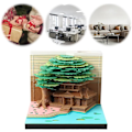 Miniatyrbillede 8 af 8: 3D-Skrivebords Kalender 2025 med LED-lys, Afrivningspapir, Juledekoration Grøn Green Baumhaus