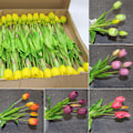 Miniatyrbillede 6 af 6: Luksuriøse Silikon Real Touch Tulipaner Buket Dekorativ White