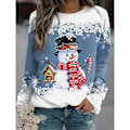 Miniatyrbillede 1 af 2: Dam Jul Toppar Sn?gubbe Sweatshirts L?ng?rmad blus 3XL