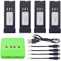 Miniatyrbillede 1 af 6: 4 stk LiPO-batterier 3.7V 500mAh og 4-i-1-lader til droner E58 S168 JY019 RC Quadcopter - Hurtigladningskit