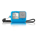 Miniatyrbilde 1 av 6: PULUZ Silikonbeskyttende Etui for GoPro HERO12 Black /11 Black /10 Black /9 Black med håndleddsrem & Linsdeksel Blue 360
