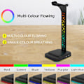 Miniatyrbilde 5 av 5: RGB-spillhodetelefonstativ, hodetelefonstativ med 3,5 mm AUX og 2 USB-ladeplasser, skrivebordsspillhodetelefonholder med gummi-base