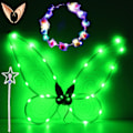 Miniatyrbild 1 av 7: Glittrande Fe-vingar för Vuxna, LED-Hårband för Karneval och Temanfester Stjärngrön Stjärngrön Stjärngrön