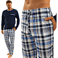 Miniatyrbild 1 av 4: Sesto Senso Herrpyjamas 100% Bomull Långärmad + Pyjamasbyxor Nattkläder - 2188/17 Marinblå - L