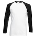 Miniatyrbillede 1 af 2: Fruit Of The Loom Herre Langærmet Baseball T-shirt L Hvid/Sort White/Black L White/Black