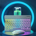 Miniatyrbild 1 av 5: Tablet tangentbord Android iOS Windows trådlös mus Tangentbord Bluetooth kompatibelt Rainbow Bakgrundsbelyst tangentbord iPad-telefon (vit)
