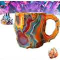 Miniatyrbilde 2 av 2: Mineral Crystal Kaffe Kopper, Flerfargede Kaffe Kopper Med Håndtak For Hjem & Kontor (FMY) Red