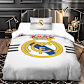 Miniatyrbillede 1 af 5: Real Madrid Ultra Blødt Sengetøjssæt D Sengetøj Berømt Fodboldhold Trykt Mikrofiber Dynebetræk Dele med Lynlås Lukning 135*200 CM King220x240cm