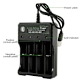 Miniatyrbillede 4 af 5: Ny 4-pladser batterilader USB -lader hurtiglader til 18650 litiumbatteri