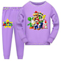 Pikkukuva 1 / 2: Super Mario -pitsipaita ja -housut pitkähihainen pyjamasetti lapsille pojille ja tytöille 7-14 vuotta CMK Purpl 7-8 Years Purple