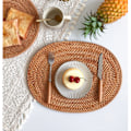 Miniatyrbillede 4 af 5: Rattan Underlag Naturlig Håndlavet Rattan Varmebestandig Underlag Isoleringsplade Rattan Grydeunderlag (15,7x11,8 TOMMER)
