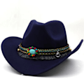 Miniatyrbillede 1 af 2: Mode Western Cowboyhat med Filtkepsar med Roll Up Brätt dark blue