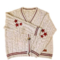 Pikkukuva 1 / 5: Käsintehty Punainen Tähti Folklore Cardigan Tähtibrodeerattu Merch Ylisuurissa Koissa C S