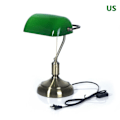 Miniatyrbillede 1 af 5: Klassisk Vintage Banker Lampe Bordlampe Grøn Glas Skærm Skrivebord B