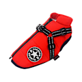 Miniatyrbilde 1 av 5: Varm vanntett jakke med sele for hund Vinter Komfortabel bomullsbekledning Vattert vest for små og mellomstore hunder Rød Red L