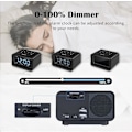 Miniatyrbild 4 av 5: Klockradio med dubbla larm, digital väckarklocka med 2 USB-laddningsportar, 0-100 % dimbar, justerbar volym, inomhustermometer（svart）