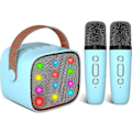 Miniatyrbild 1 av 4: Karaokemaskin för barn med 2 trådlösa mikrofoner, bärbar karaokemaskin med Bluetooth för barn, vuxna, röstförändrande effekter och LED-lampor