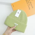Miniatyrbillede 1 af 5: Varm vinterstrikket hue Efterår- og vinterhue Omvendt trekant Mode mærke Casual Ørevarmere Unisex Lysegrøn Light green M