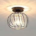 Miniatyrbillede 1 af 5: Moderne krystal loftslampe E27 LED loftslampe Mini krystal lysekrone til køkken spisestue soveværelse gang indgang (sort) (hy)