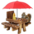 Miniatyrbild 1 av 4: Ekorrmatare väderbeständigt ekorre picknickbord trä ekorre matningsbord med paraply-FA5-