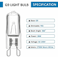 Miniatyrbilde 2 av 4: G9 halogenpære 28W 230V, 370LM 2700K varm hvit dimbar, G9 kapselpærer, for lysekroner, landskapslys, vegglamper, skapbelysning, pakke o