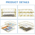 Miniatyrbilde 3 av 4: Stablet brevbakke, 2-lags metallpapirbakke for skrivebord, holdbar