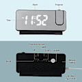 Miniatyrbild 3 av 3: LED-spegelprojektionsväckarklocka termometer digital snooze roterad display USB