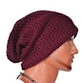 Miniatyrbilde 1 av 2: Dame Slouch Lang Beanie Hatt Vinter Ull Caps Varm Strikket Lue Maroon