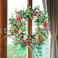 Miniatyrbild 4 av 5: 22-tums dörrkrans, vår sommar konstgjorda kransar eukalyptus blomkrans året runt dekoration för ytterdörr, hem, fönster, vägg, bröllop, fest (w