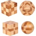 4 st bambu hjärngymnastikpussel - 3D trälogikset-FA-