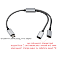 Miniatyrbilde 5 av 5: USB C hane til 2 USB C hona kabeladapter Hörlurstyp C Laddningsadapter 480Mbps Dataoverføring 30cm/11.81in