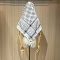 Miniatyrbillede 2 af 2: Palæstina tørklæde, Keffiyeh, Arafat Hatta, bred med frynser, Shemagh Keffiyeh Arabisk houndstooth 100% bomuld unisex tørklæder