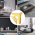 Miniatyrbild 5 av 5: Set med 4 Möbelben, Belastning upp till 800 kg, 10 cm Moderna Metallbordben i Triangelform, Hårfäste Möbelben för Skåp, Soffa, Guld