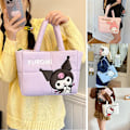 Miniatyrbillede 3 af 10: My Melody Kuromi Axelväska Håndtaske Stofftaske LILLA Purple