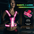 Miniatyrbillede 5 af 6: LED-refleksvest, USB-opladelig, justerbar talje/skulder - Pink