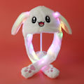 Miniatyrbillede 1 af 6: Blød og varm kaninhat med LED-lys, der hopper Luminous White Rabbit Hat