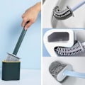 Miniatyrbillede 3 af 4: Silikone flad toiletbørste med holder, fleksibel silikone toiletbørste og holder sæt til badeværelse