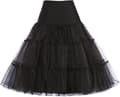50'er underkjole Rockabilly kjole Crinoline Tutu kompatibel med kvinder Sort Black-FA- Black S