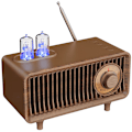 Pikkukuva 1 / 5: Langaton kannettava stereomini USB-muisti AUX Retro-radiokaiutin LED-valoilla, puinen Bluetooth 5.0 -radio (puu)