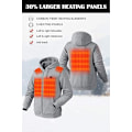 Miniatyrbilde 3 av 5: Oppvarmet hettegenser, Batteripakke 7.4V (Unisex), Oppvarmet Jakke for Kvinner og Menn Grå Grey M