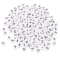 Pikkukuva 1 / 5: 4x7mm Pyöreät numerokuviot Akryylihelmet 0-9 Valkoinen DIY Käsintehdyt helmet Korutarvikkeet 500kpl