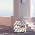 Miniatyrbilde 5 av 5: Lite skostativ, 3-etasjes skostativ, lite skostativ, robust smalt skostativ for oppbevaring i skap, gang, hvit Beige