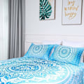 Miniatyrbild 3 av 5: SÄNGKLÄDER Bohemian Sängkläder Set Blå Mandala Påslakan Set 3 delar Sängkläder Set Påslakan för Flickor med Påslakan med 2 örngott Set 200x200c