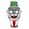 Miniatyrbillede 1 af 5: Herre Ur Stor Skive Joker Kvarts Armbåndsur Læder Vandafvisende Clown Ansigt Design