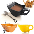 Miniatyrbillede 4 af 4: 300 ml ABS krus med gravemaskine design, kaffekrus, nyhed, drikkekop (sort)