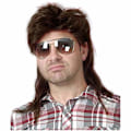 Miniatyrbilde 1 av 5: Mulletparykker for menn 70-tallet 80-tallet Maskeradedrakter Herr Brun Fancy Party Acc