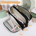 Miniatyrbillede 4 af 6: Aprikos Pennetui med Lommer Stor Pennetui Multifunktionel Pennetui Preppy Pennetui Papirvarer Organizer Æstetiske Makeuptasker Black