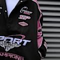 Miniatyrbild 3 av 5: Barbie Pulvertryck Vintage Racingjacka - Y2K Streetwear Pilotjacka M