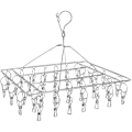 Miniatyrbilde 1 av 5: Rustfritt stål strumpeholder for klesstativ med 36 klesklyper, vindtett rektangulært lite klesstativ med klesklyper for sokker under